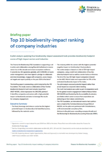 Schermafbeelding Top 10 biodiversity-impact ranking of company industries